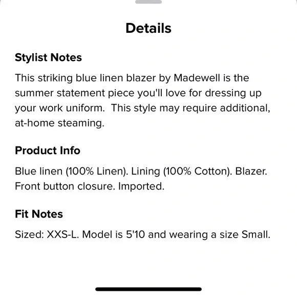 Madewell Double Breasted Linen oversized Blazer jacket cobalt blue - Medium - Picture 4 of 4